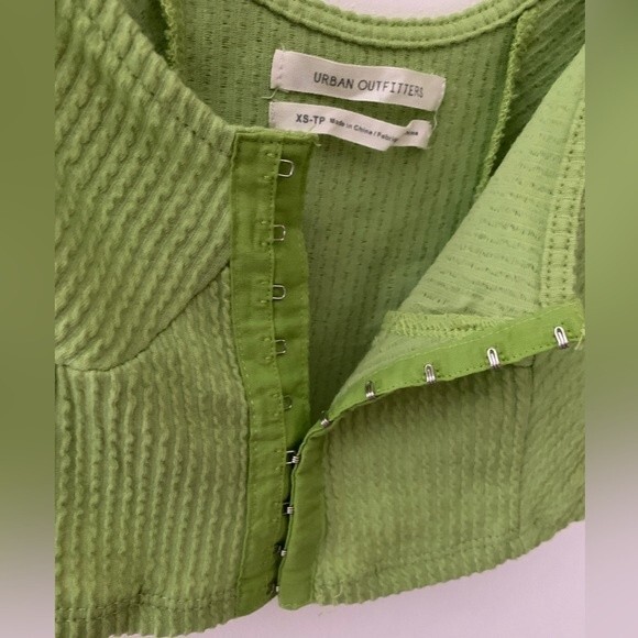 Urban Outfitters Lime Thermal Texture Hook and Eye Corset Front Crop Top Size XS - Picture 5 of 8